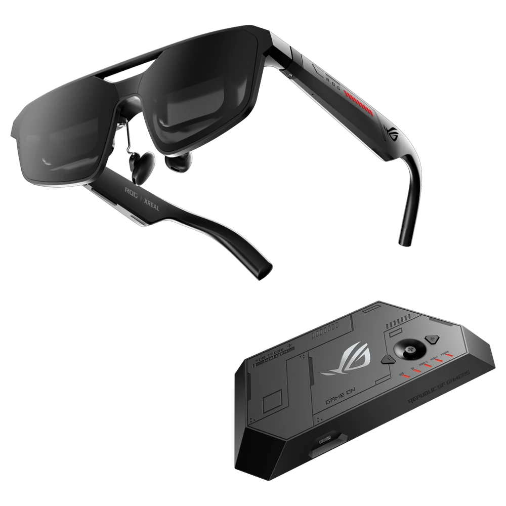 ASUS ROG Xreal R1 AR-bril met de meegeleverde ROG Control Dock