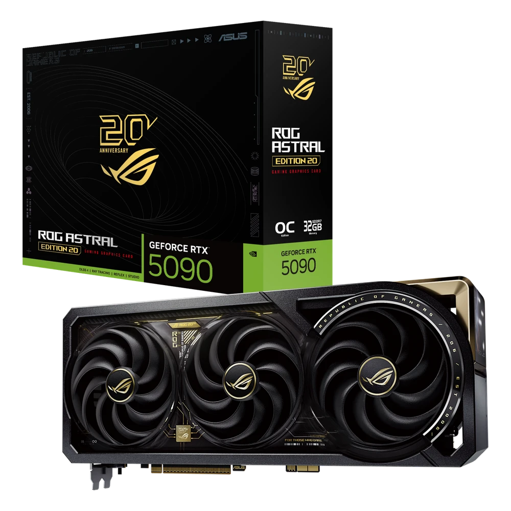 ASUS ROG Astral GeForce RTX 5090 Edition 20 videokaart met gouden jubileum-accenten