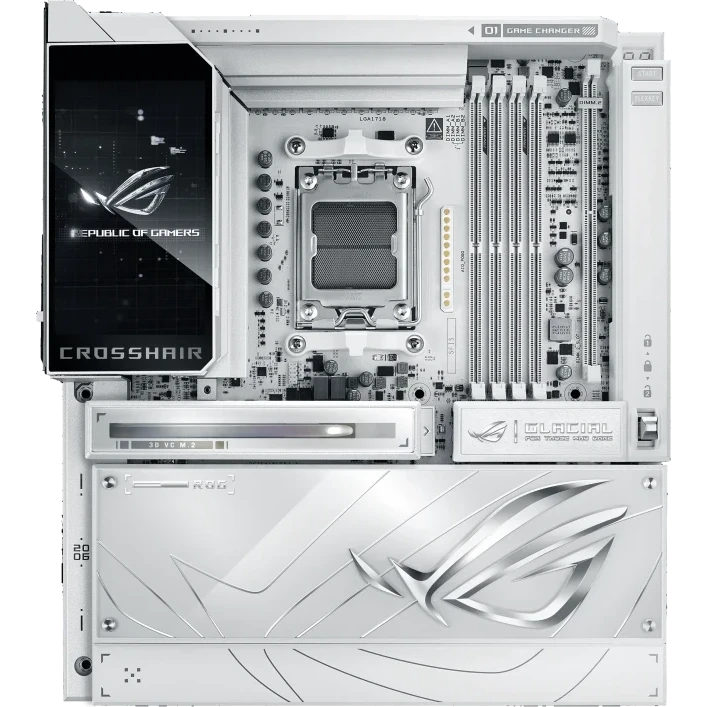 ASUS ROG Crosshair X870E Glacial moederbord met EK-Quantum waterblock