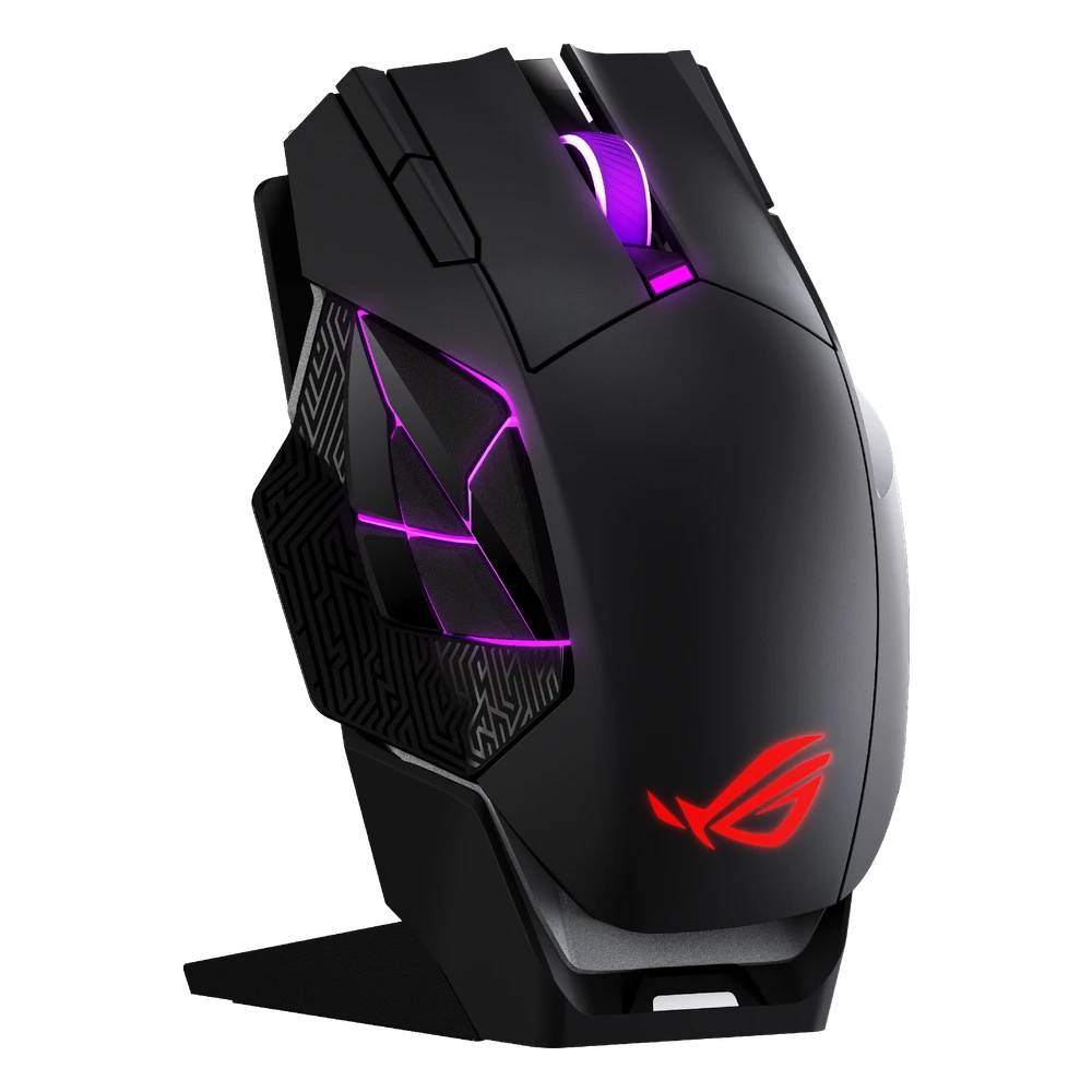 ASUS ROG Spatha X 65K MMO-muis op het oplaadstation