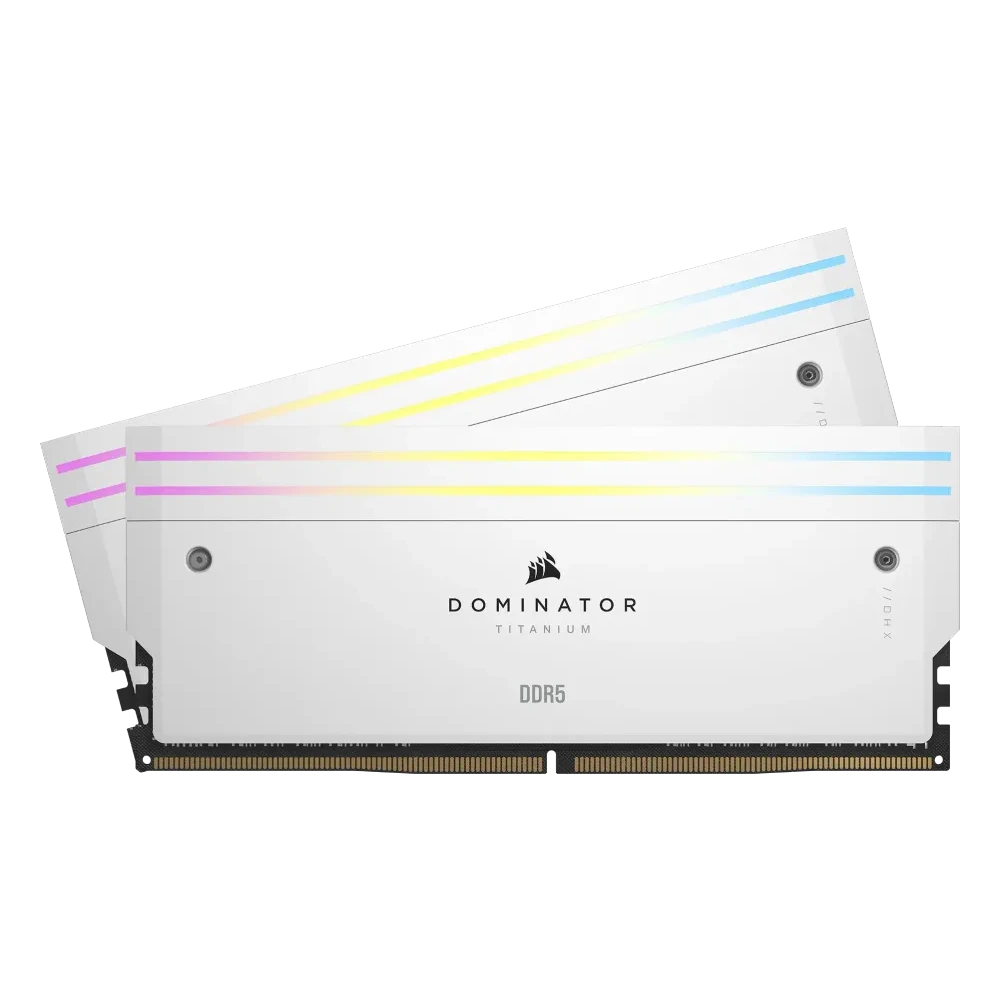 Corsair Dominator Titanium 32GB DDR5-6000 CL30 wit, twee wite modules met verlichte bovenbalk