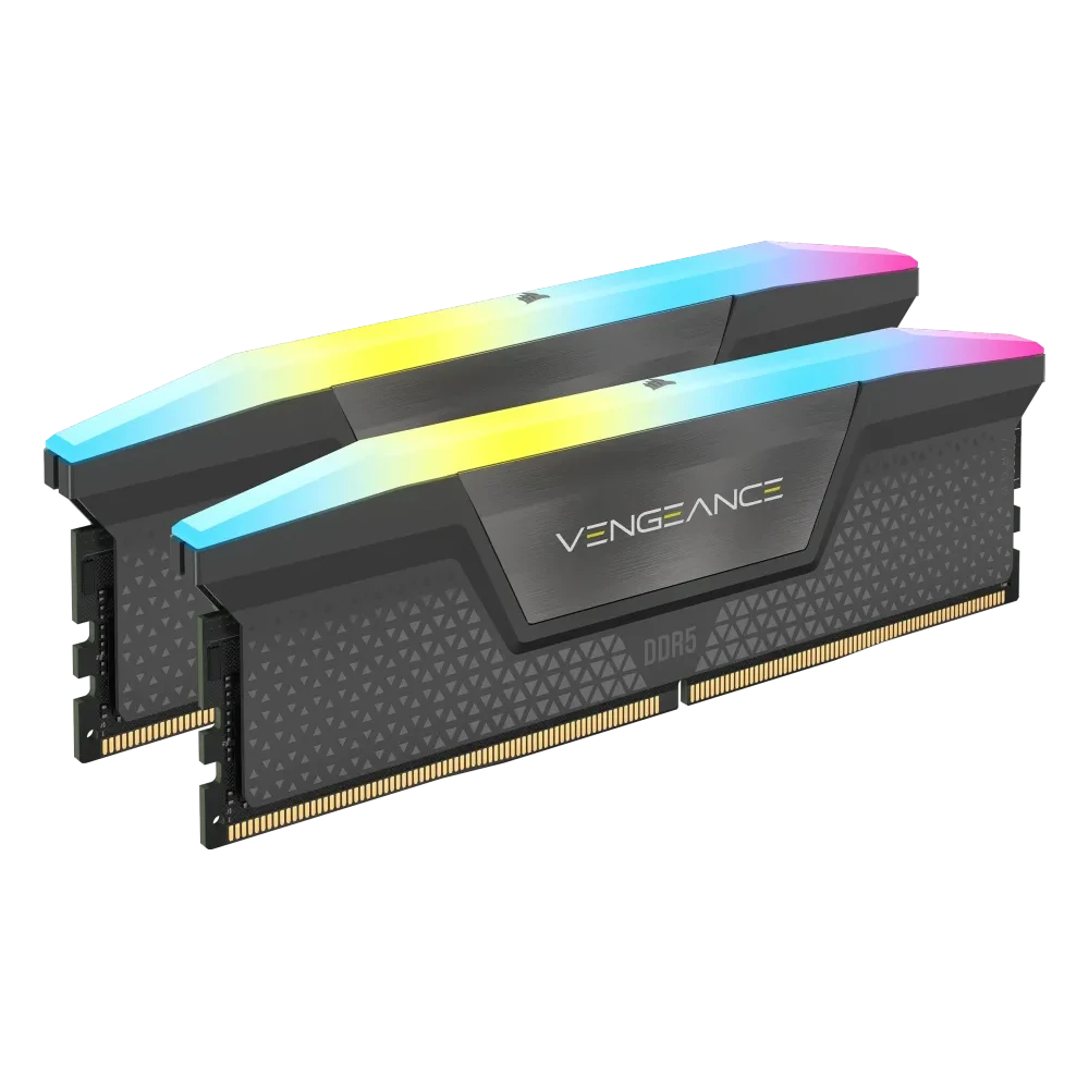 Corsair Vengeance RGB 32GB DDR5-6000 CL38 grijs, twee grijse modules met verlichte bovenbalk