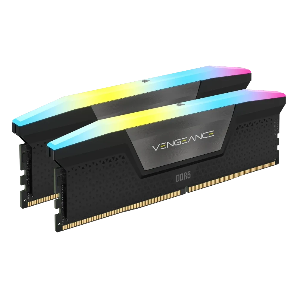 Corsair Vengeance RGB 48GB DDR5-6400 CL36, twee zwarte modules met verlichte bovenbalk