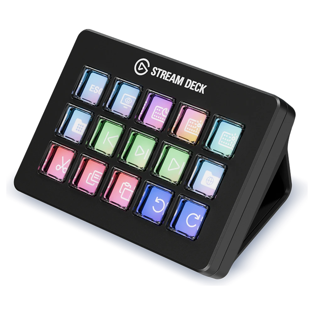 Elgato Stream Deck Scissor Keys met vijftien toetsen op standaard