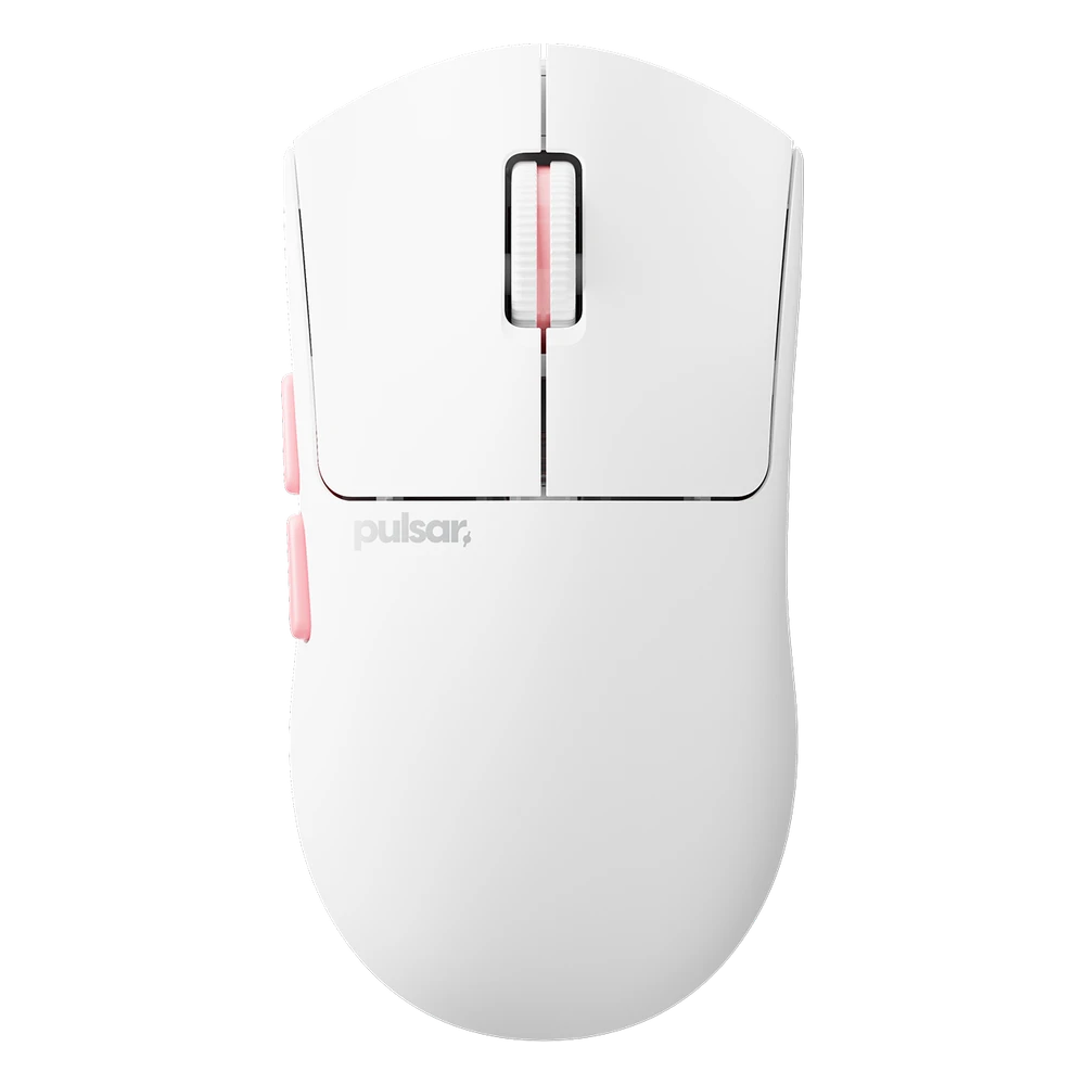 Pulsar Pro Series Jinggg-X Medium draadloze muis in wit, bovenaanzicht