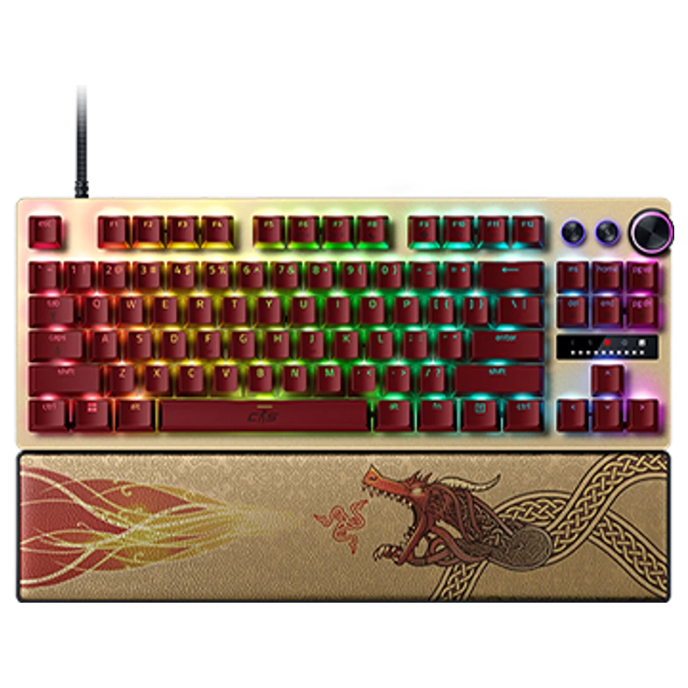 Razer Huntsman V3 Pro Tenkeyless Counter-Strike 2 Edition goud met rode keycaps
