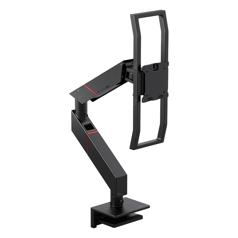 Secretlab MAGNUS Monitor Arm Heavy Duty Edition in het zwart met handgrepen aan de VESA-plaat