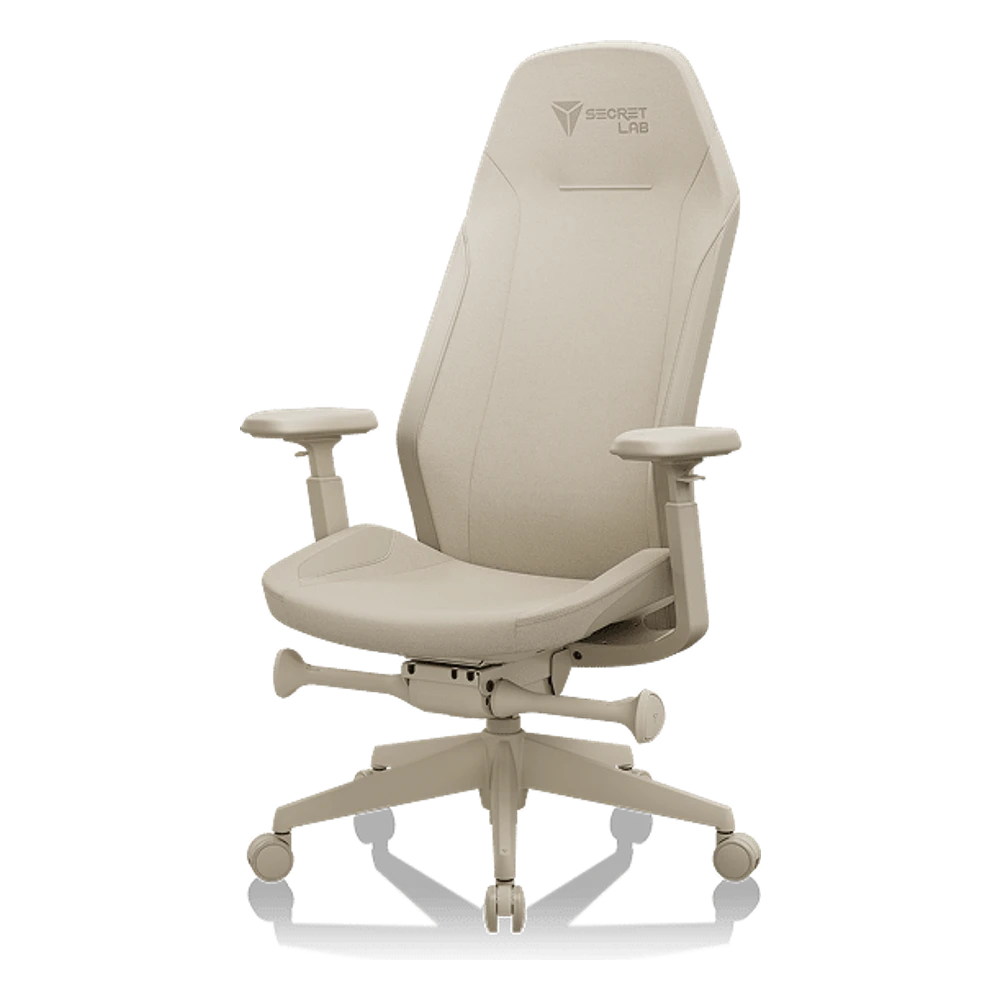 Secretlab ATLAS+ ergonomische stoel in Dune, een lichte kleur, schuin van voren