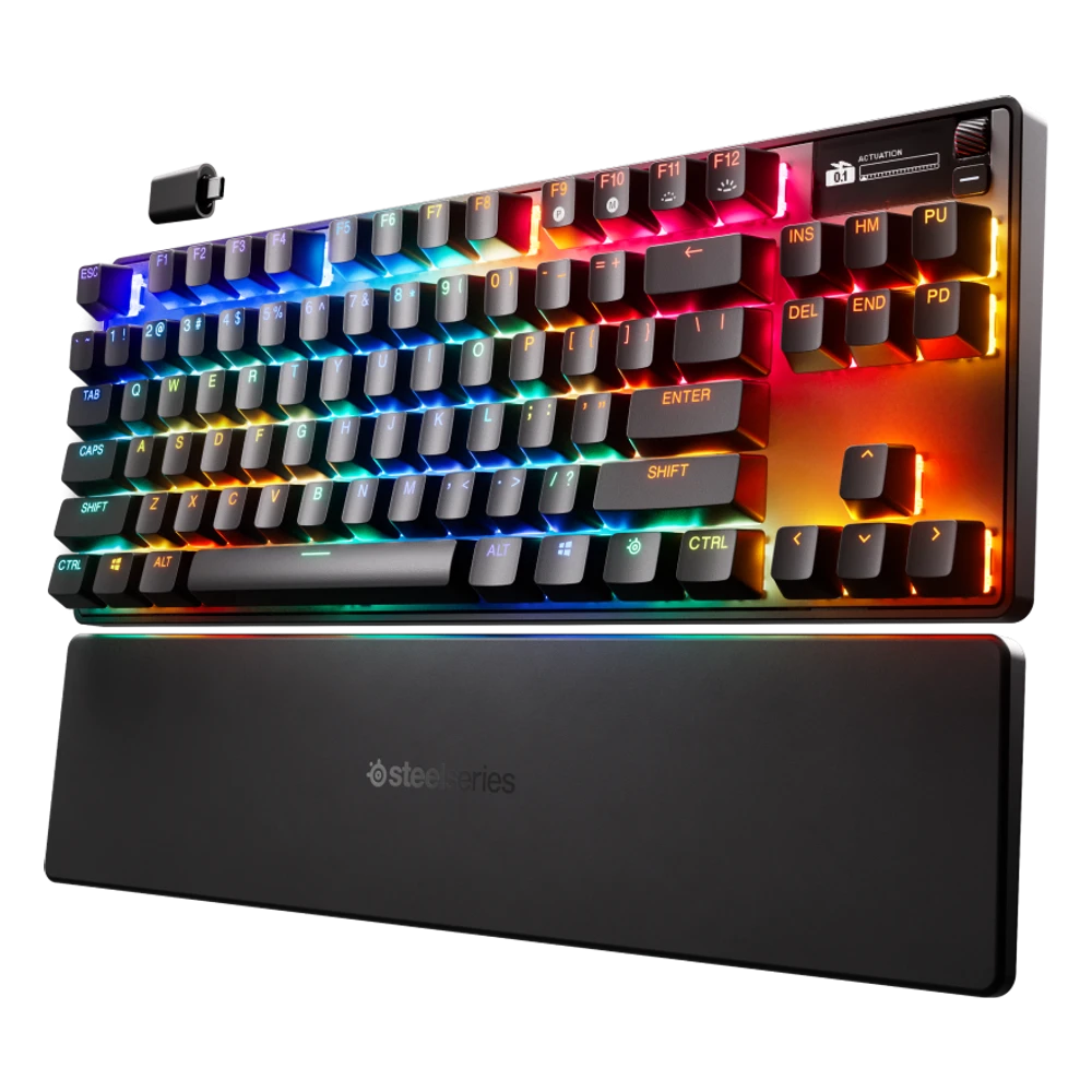SteelSeries Apex Pro TKL Wireless Gen 3 met polssteun en draadloze dongle