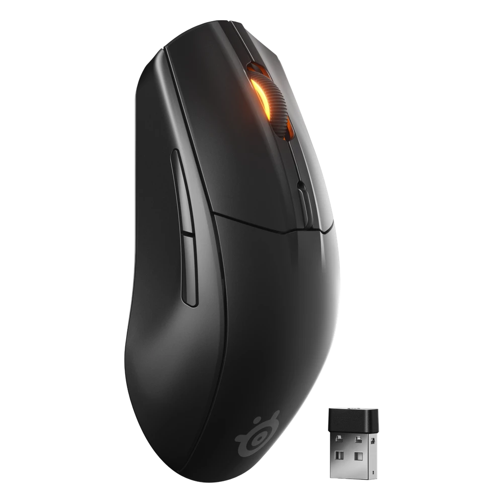 SteelSeries Rival 3 Wireless Gen 2 in het zwart met draadloze dongle